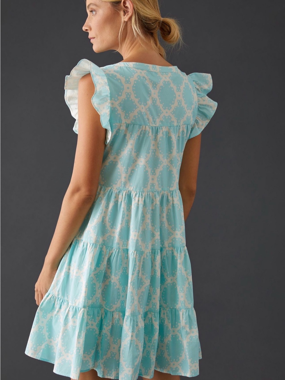 Roller Rabbit Light Aqua Printed Ruffle Mini Dress - Picture 3 of 11